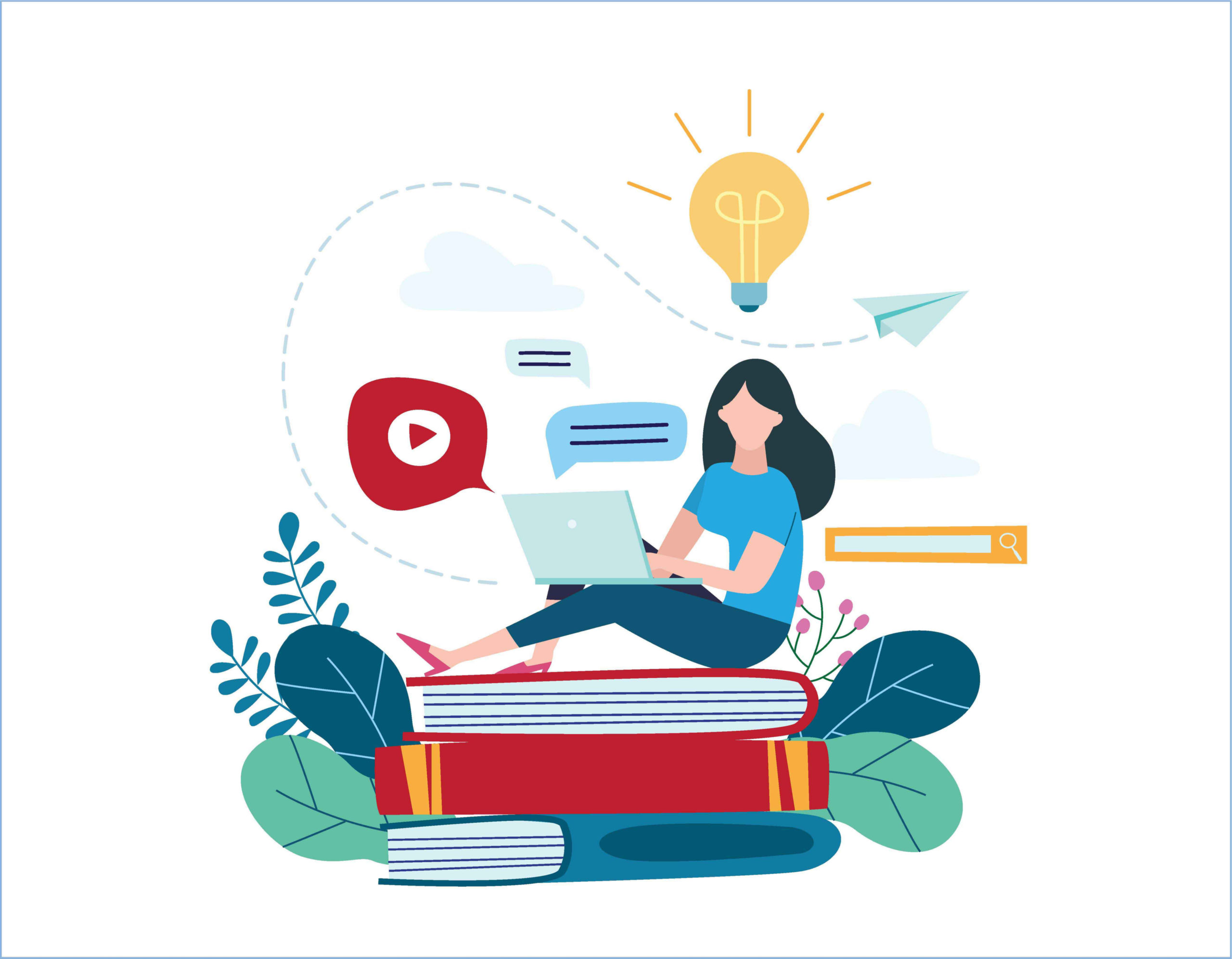 woman-sitting-on-books